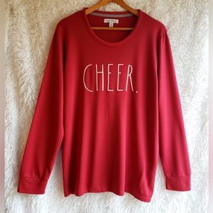 Rae Dunn "CHEER" Women's Long Sleeve Round Neck Top, Size:Lg